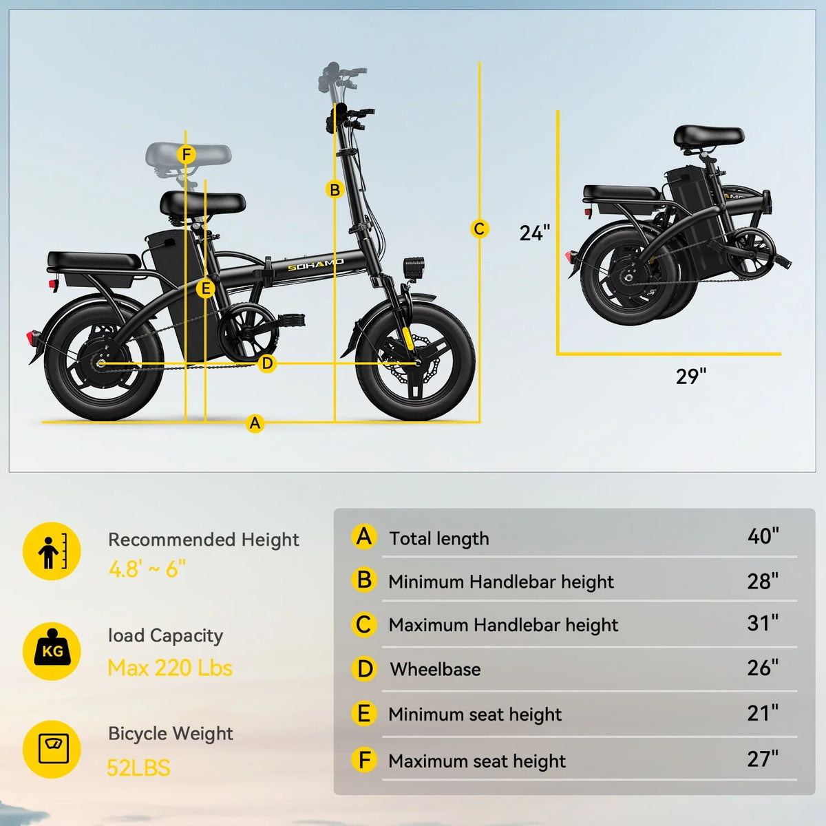 Folding Electric Bike 400W Motor 36V 15Ah Battery Q25217