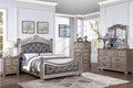 Queen Size Tufted Fabric Bed with 2 Nightstands 3pc Set Grey L115136