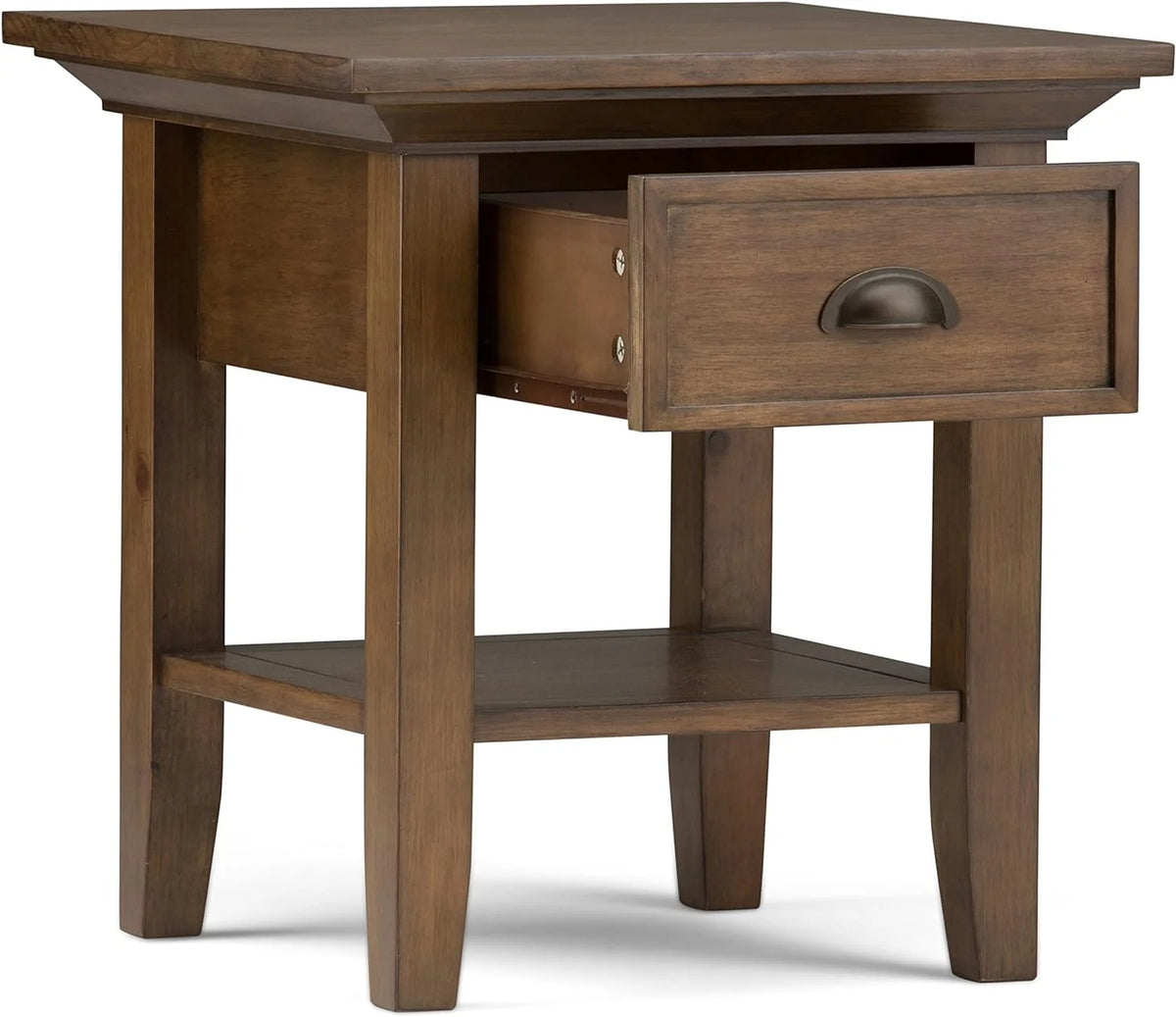 19 Inch Square Wood End Table with 1 Drawer and 1 Shelf C4125