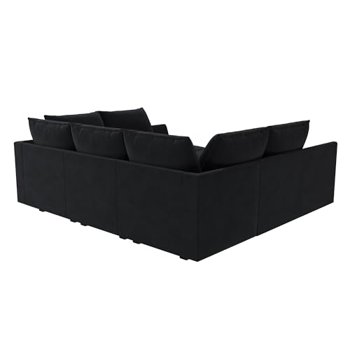 Black Modular Sectional Sofa with Storage Ottoman A144805