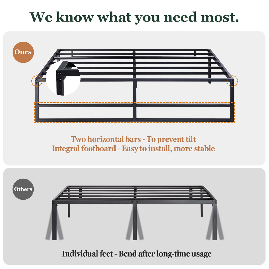 Queen Size Black Metal Platform Bed Frame M748838