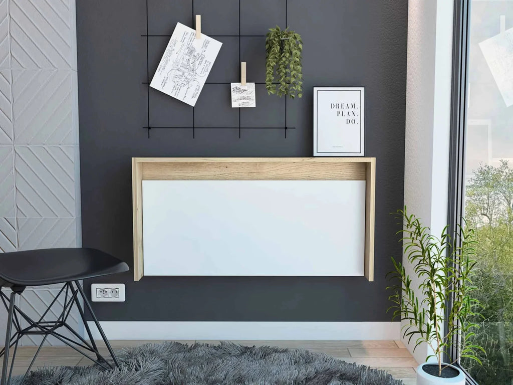 White Natural Folding Floating Desk N971472