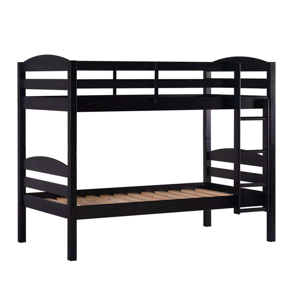 Black Solid Wood Twin-over-Twin Bunk Bed Frame B3821