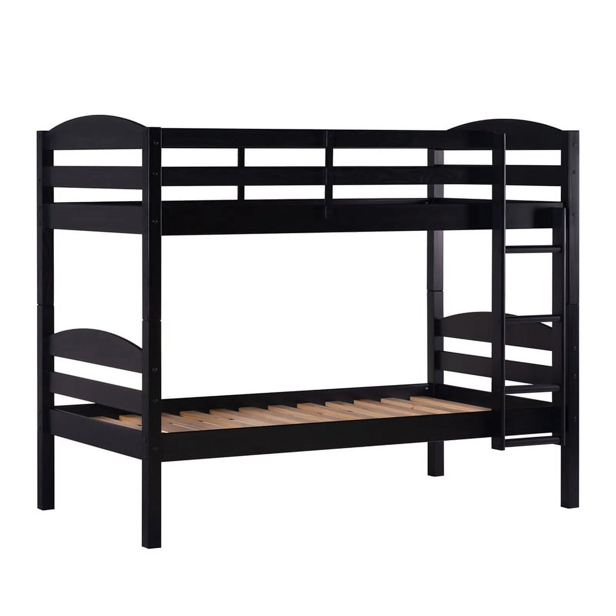 Black Solid Wood Twin-over-Twin Bunk Bed Frame B3821
