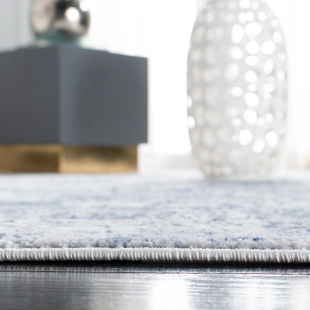 Navy Light Grey Abstract Area Rug 8' x 10' R9458