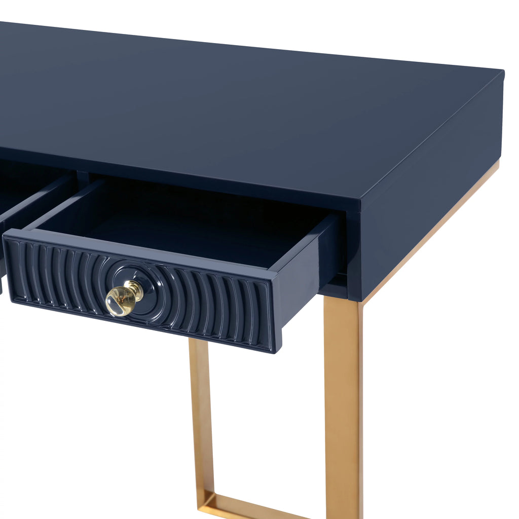 Blue Lacquer Office Desk With Gold Legs H948330