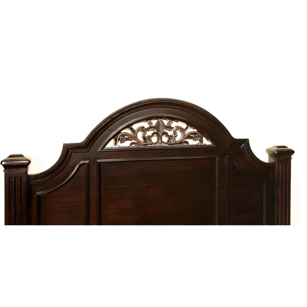 King Dark Walnut Solid Wood Four Poster Bed Z338
