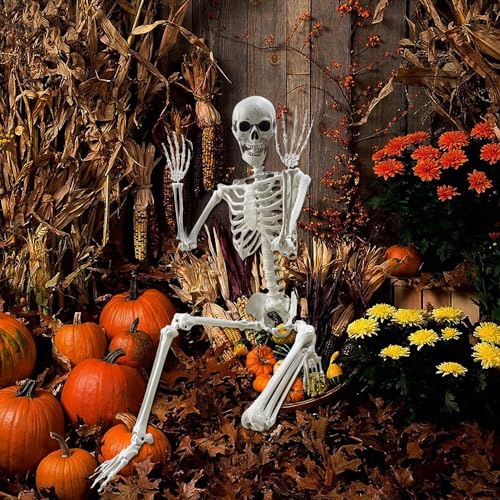 5.4Ft Posable Life Size Human Skeleton with Movable Joints N177178