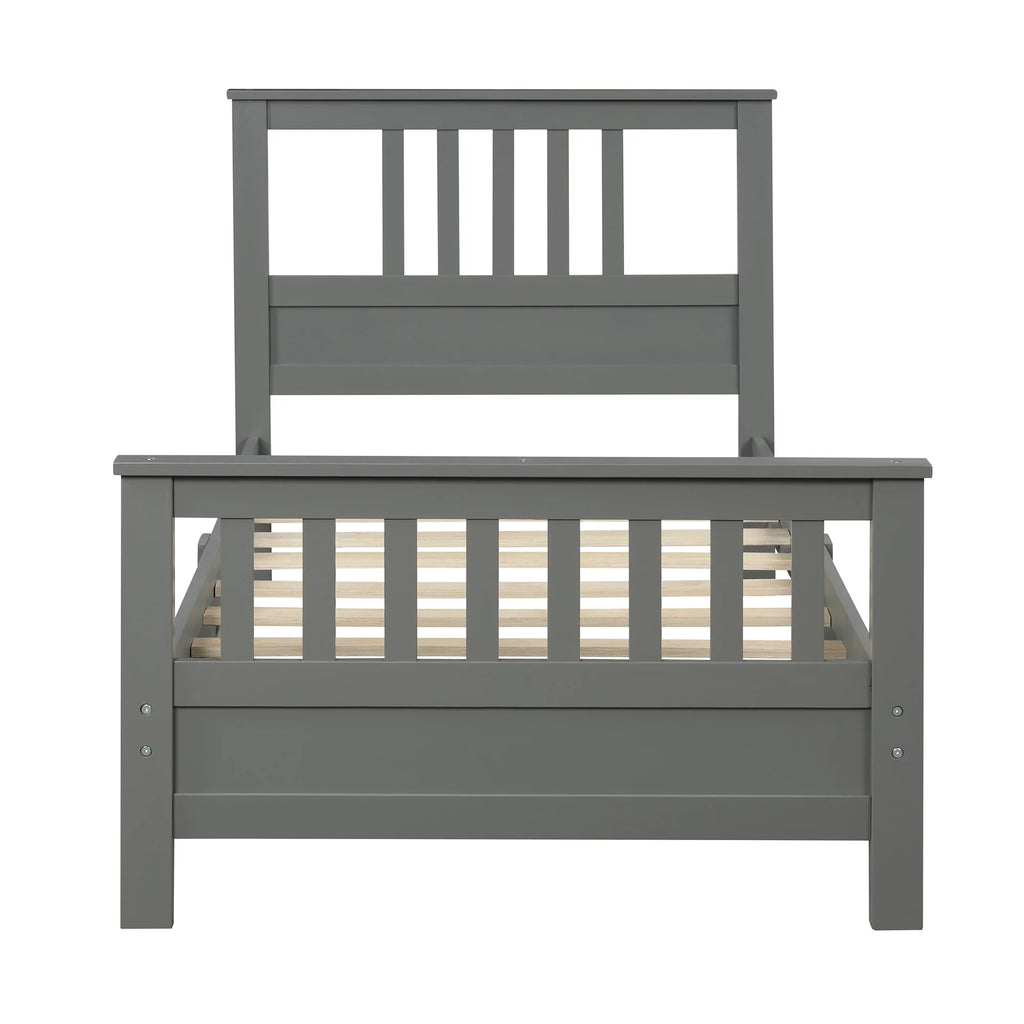 Wood Twin Size Platform Bed Frame with Headboard and Footboard N72068