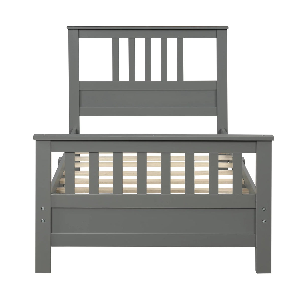 Wood Twin Size Platform Bed Frame with Headboard and Footboard N72068