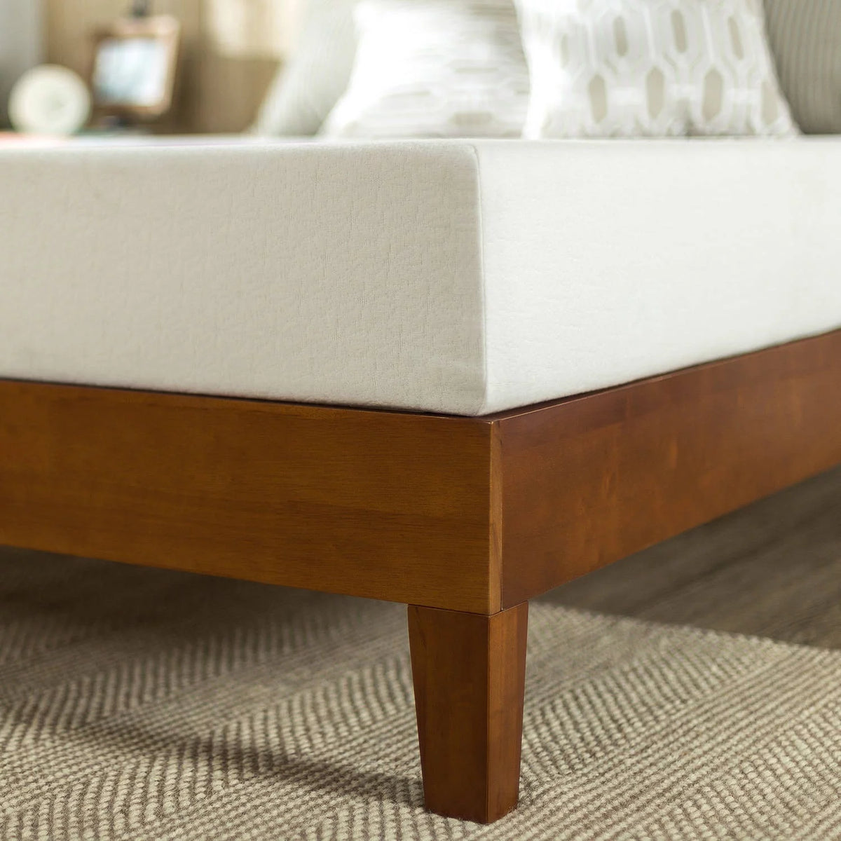 12" Wood Platform Bed Frame, Cherry, Full E358624