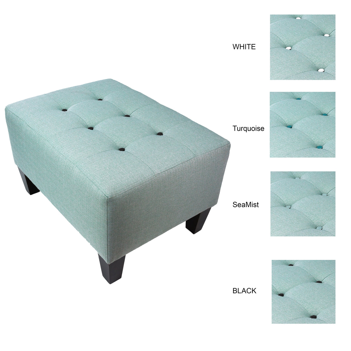 Sea Mist Button Tufted Upholstered Ottoman E50734