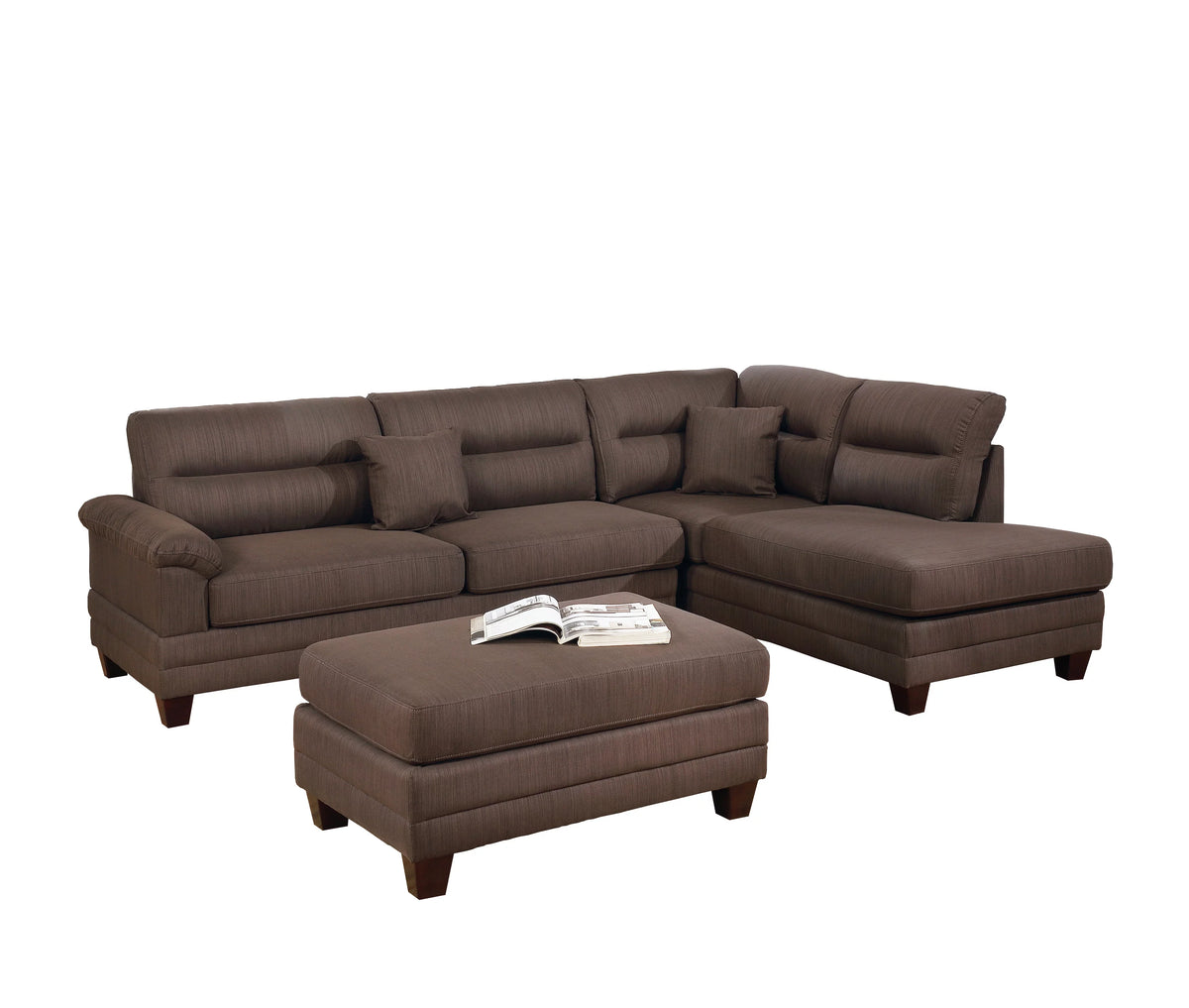 Grey Polyfiber Reversible Sectional Sofa with Ottoman I71147