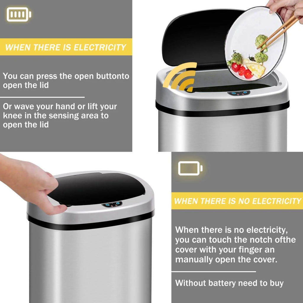 13 Gallon Stainless Steel Automatic Trash Can U73447