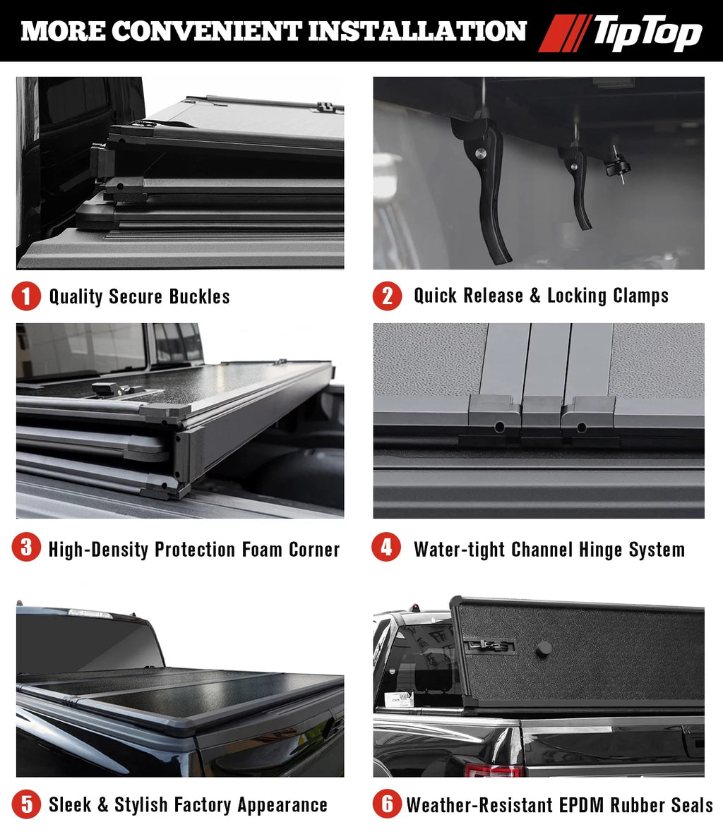 Hard Tri-Fold Tonneau Cover Truck Bed 6ft Bed E8804