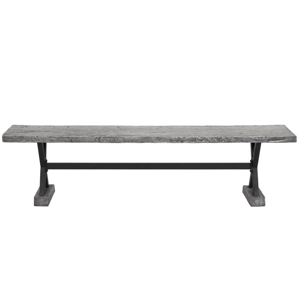 Grey Concrete and Steel Dining Bench J985