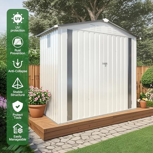 5'x3' Gray Metal Outdoor Storage Shed with Windows and Lockable Door F751608