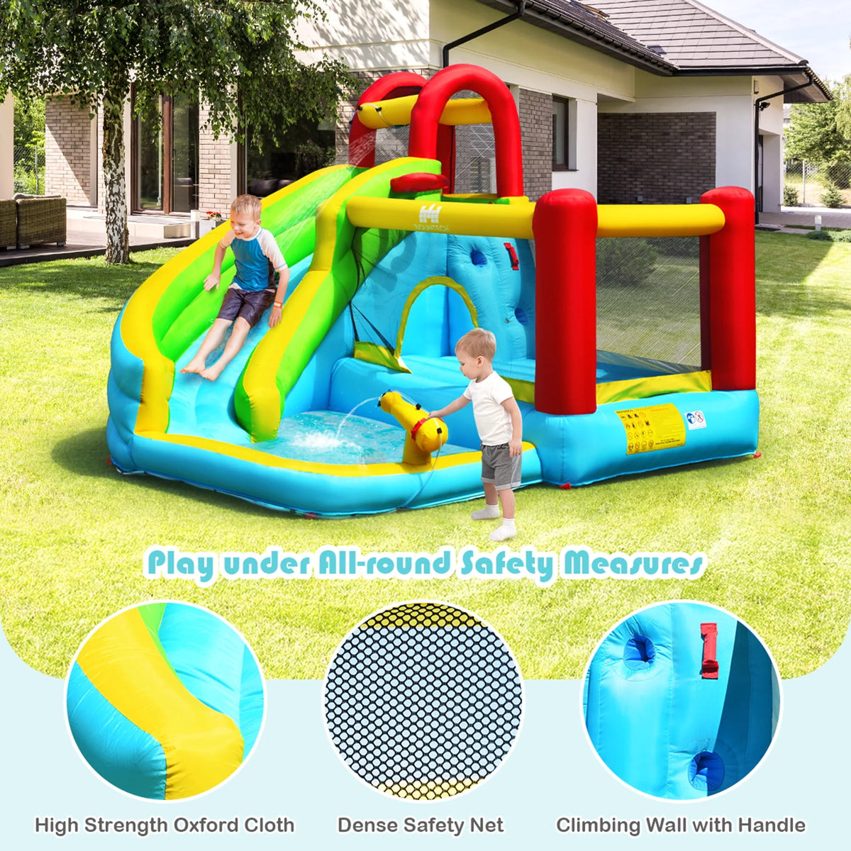 Inflatable Kids Water Slide Bounce House Splash Water Pool Y27161