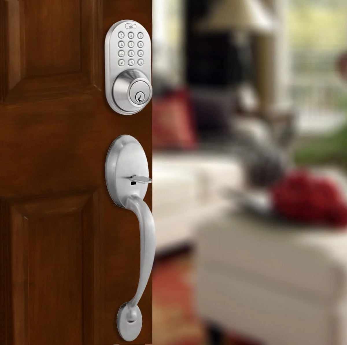 Keyless Entry Deadbolt and Handleset Door Lock with Electronic Digital Keypad Satin Nickel U503148