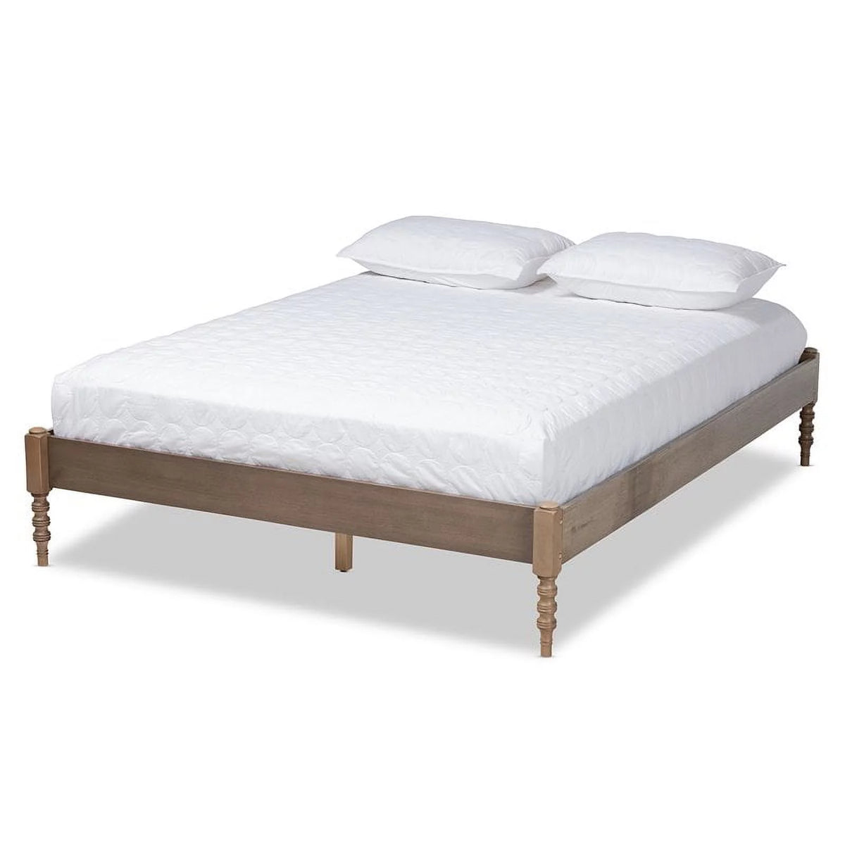 Mid-Century Wood Platform Queen Bed N118