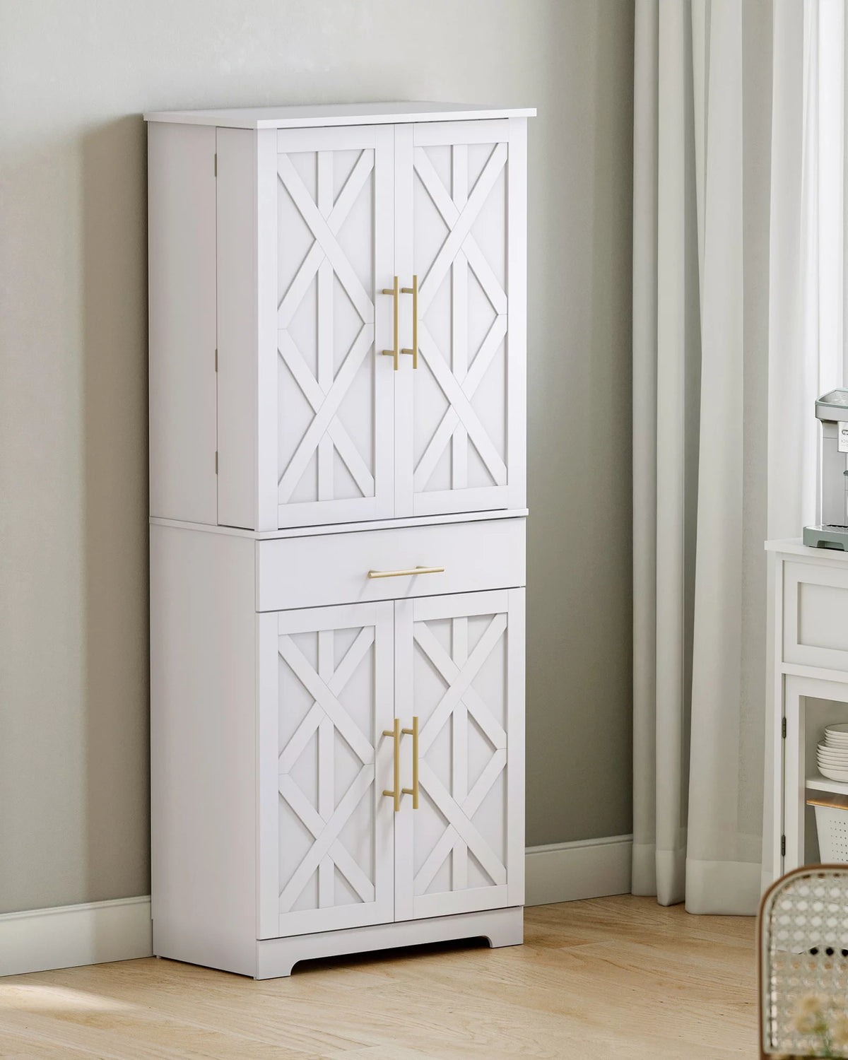 White 72" Kitchen Pantry Cabinet A228