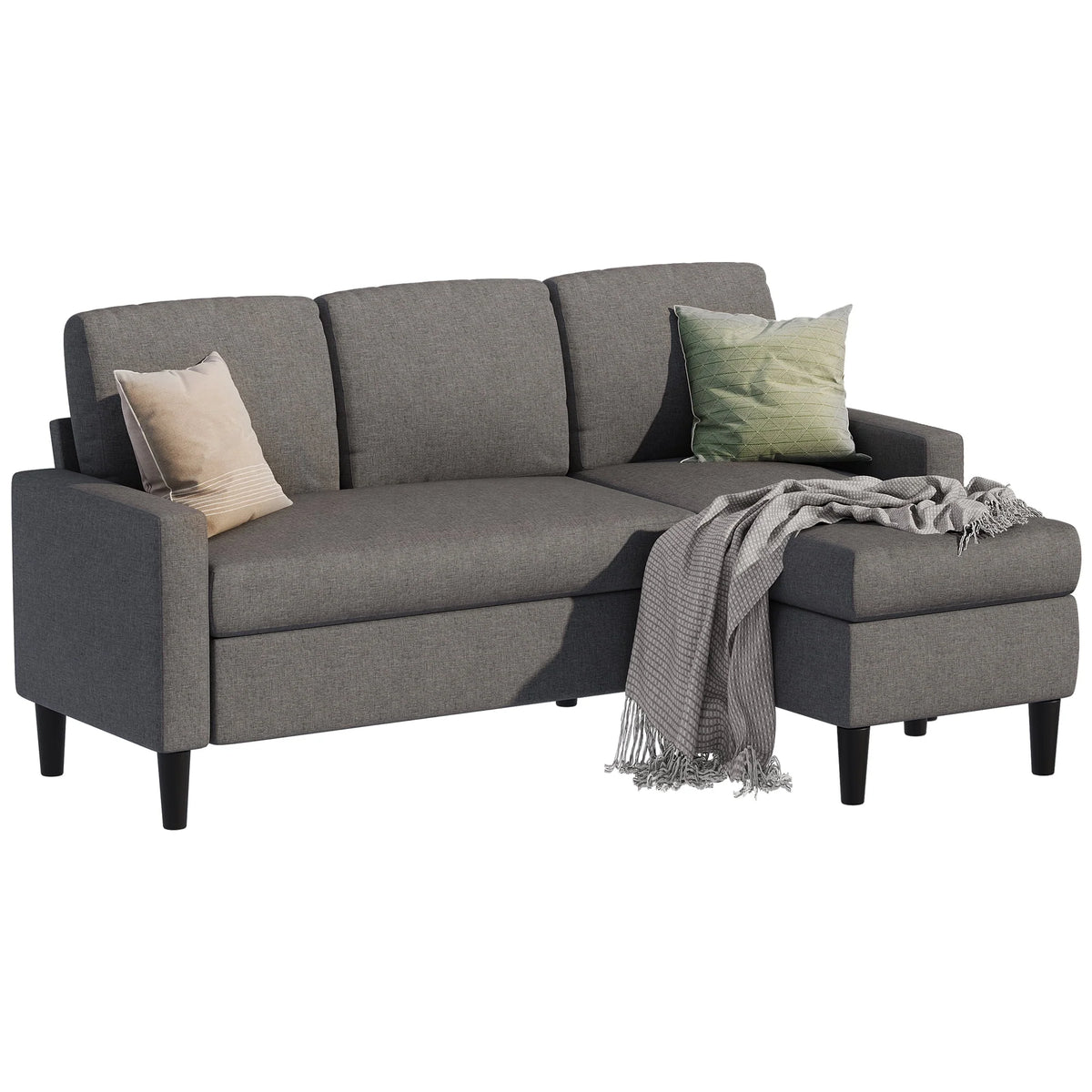 Convertible Sectional Sofa L-Shaped 3-Seat Couch with Reversible Chaise P2699