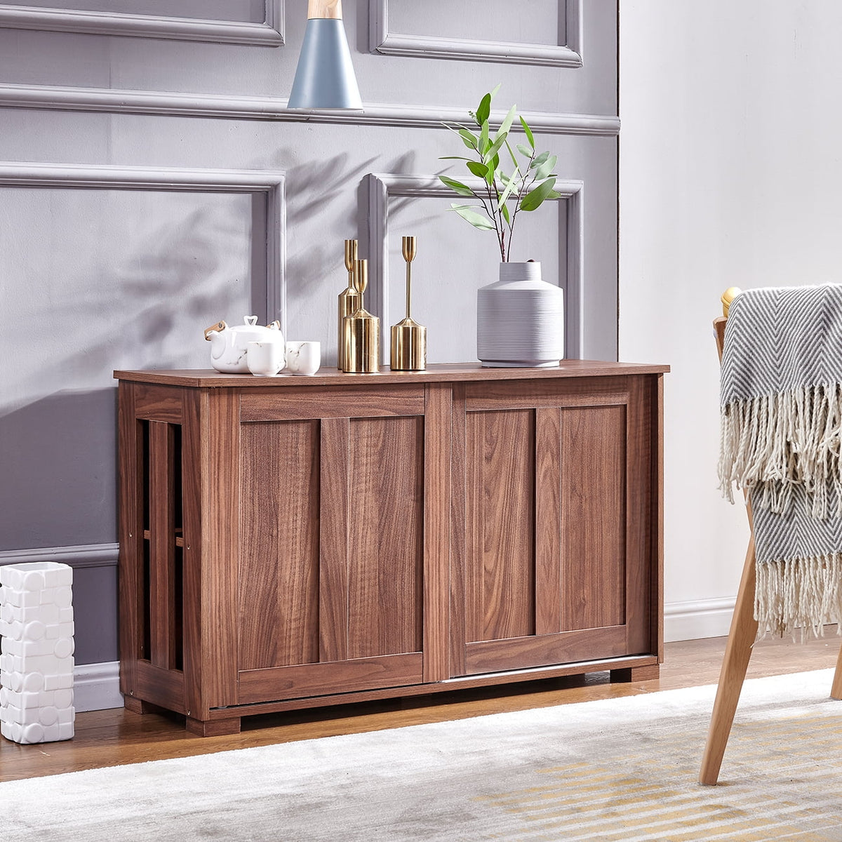 Brown Wood Buffet Table Sideboard Cabinet Q7746