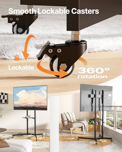 Heavy-Duty Rolling TV Stand for 32–85" Screens, Black D469400