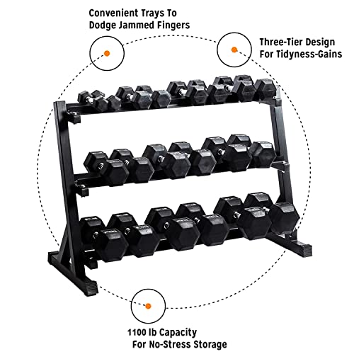 3-Tier Dumbbell Rack Weight Storage Organizer A987779