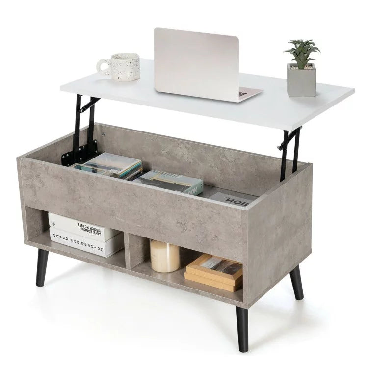Lift-Top Coffee Table in Grey Wood White Top Finish J105126