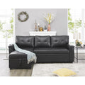Black Air Leather Reversible Sleeper Sectional Sofa R4266