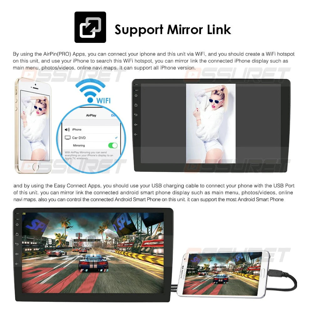 10.1 Touch Screen Android 12 Carplay 32GB Bluetooth GPS Car Stereo Radio Y92911