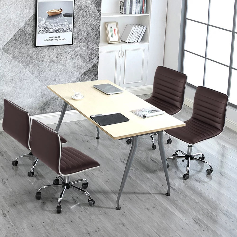 Espresso Faux Leather Swivel Office Chair Set of 2 U218