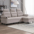 Beige L-Shaped Sectional Sofa with Storage Ottoman and 2 USB Ports Q588056