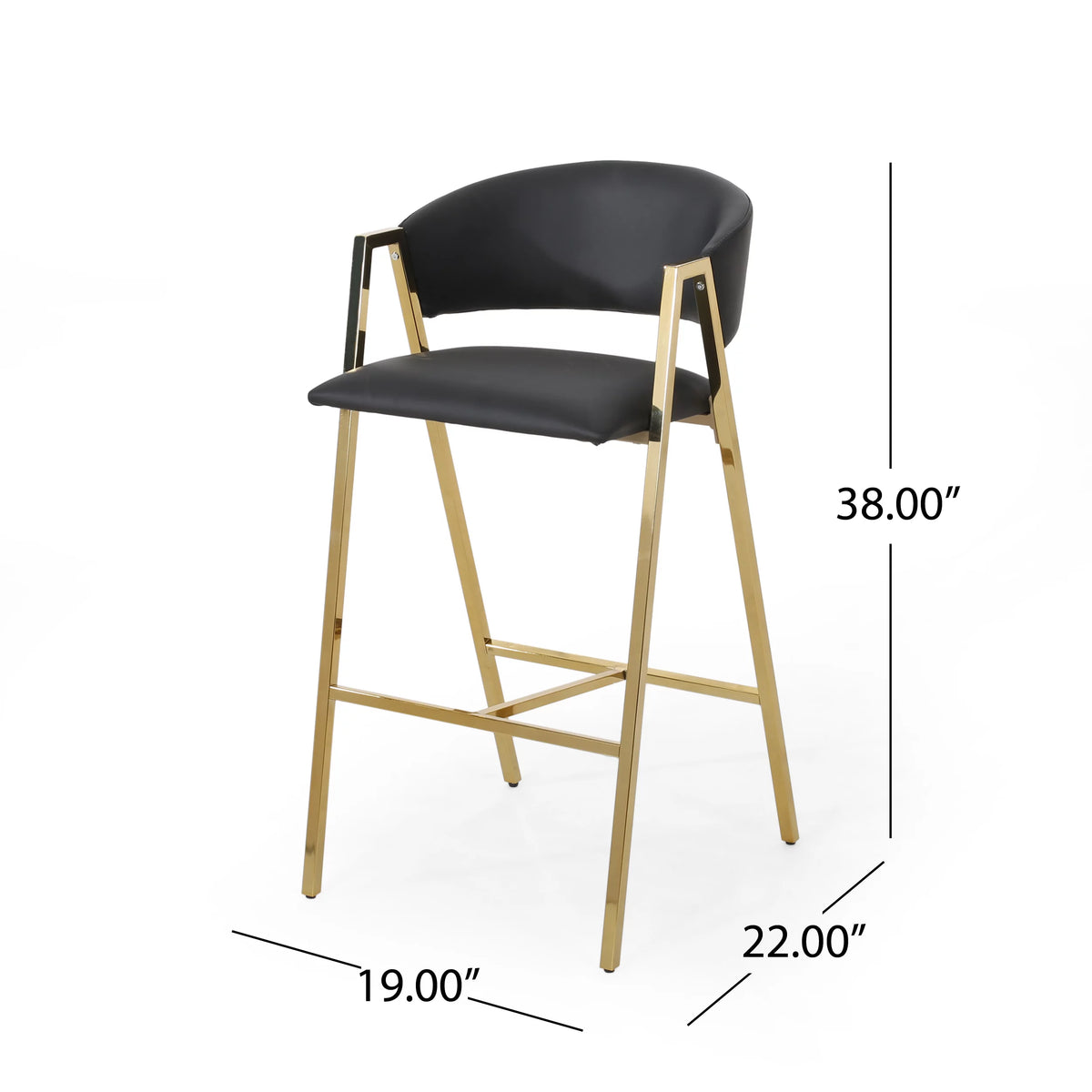 Black Faux Leather Barstool Set of 2 Z847731