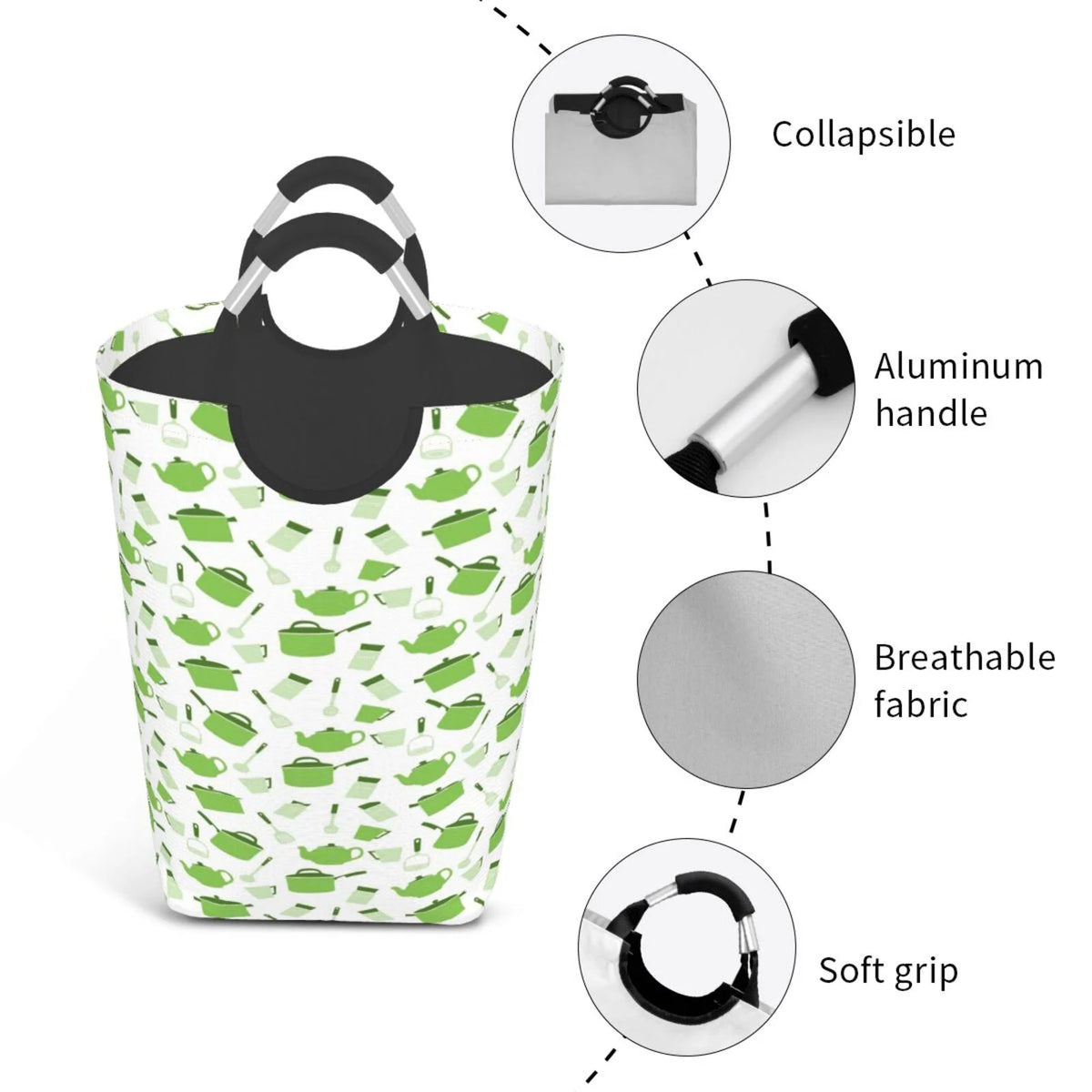 Large Canvas Fabric Collapsible Laundry Hamper Q88466