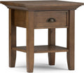 19 Inch Square Wood End Table with 1 Drawer and 1 Shelf C4125