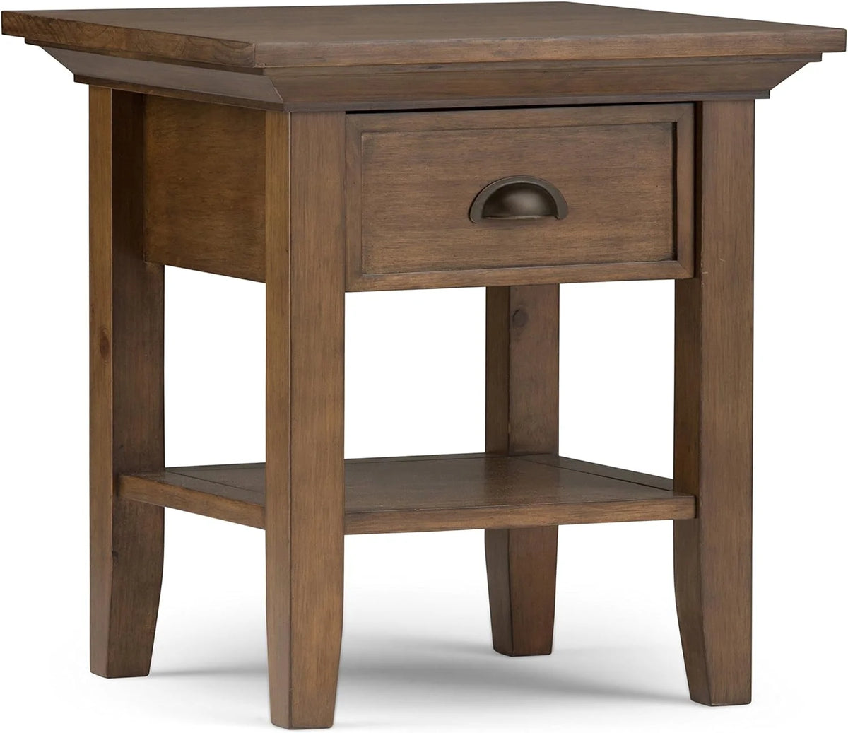 19 Inch Square Wood End Table with 1 Drawer and 1 Shelf C4125