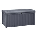 Grey 110 Gallon Plastic Outdoor Storage Deck Box Bench Q74084