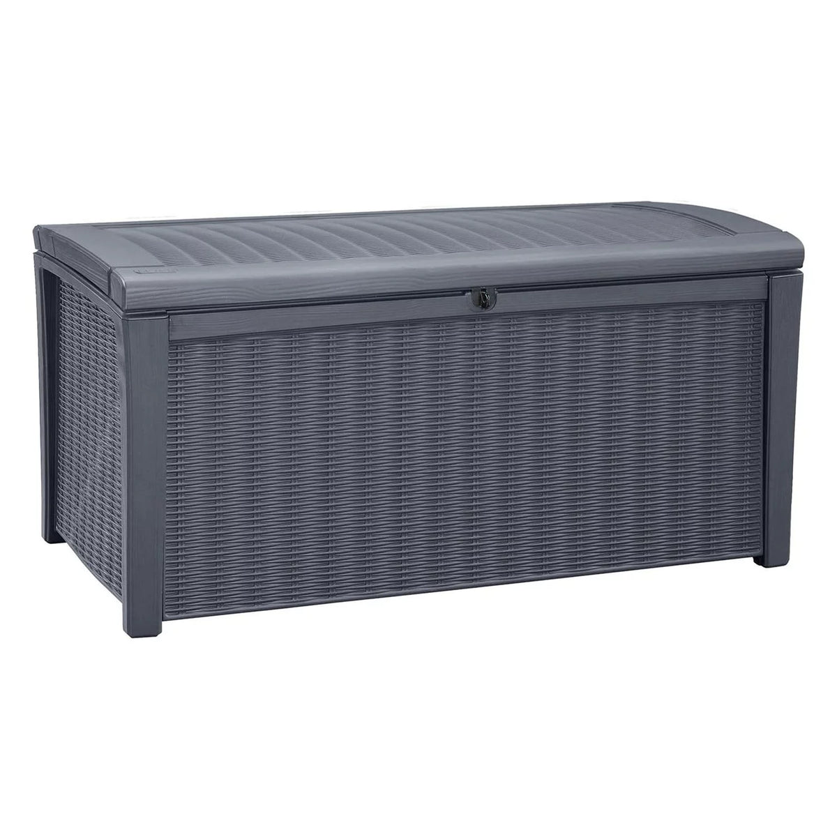 Grey 110 Gallon Plastic Outdoor Storage Deck Box Bench Q74084
