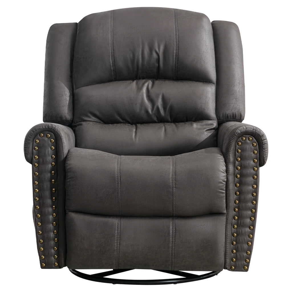 Gray PU Leather Swivel Recliner Chair with Massage and Heat T4946