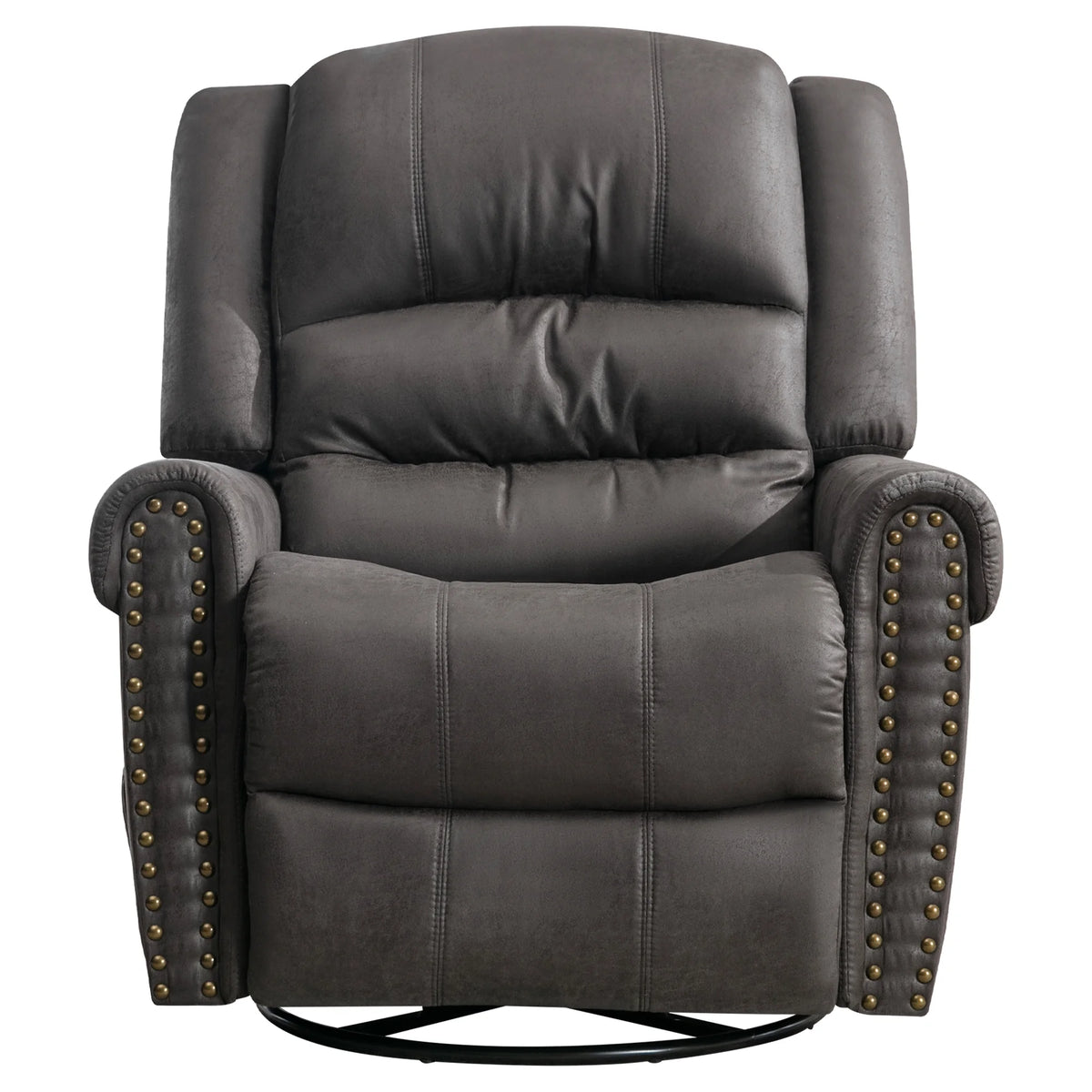 Gray PU Leather Swivel Recliner Chair with Massage and Heat T4946
