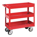 30 in. x 16 in. 3-Shelf Steel Service Cart, Red Q9692