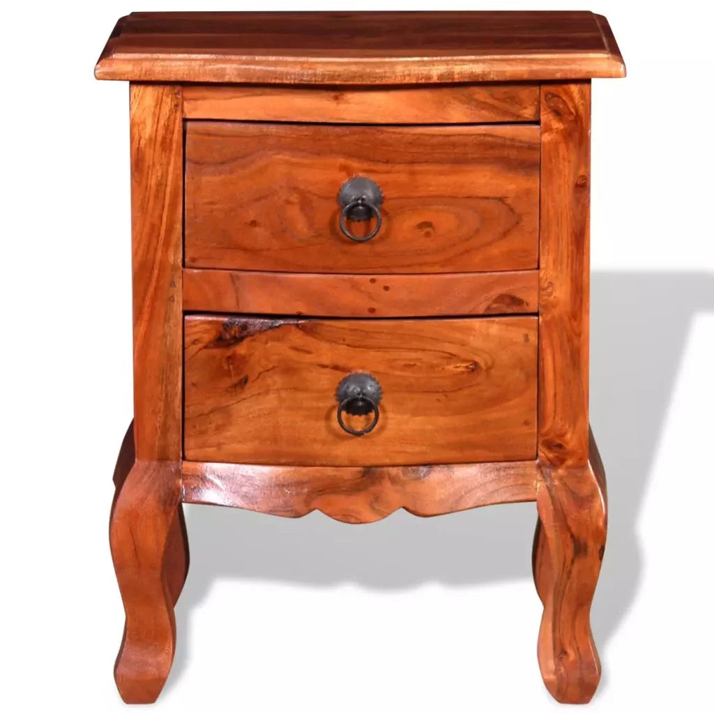 Nightstand with Drawers Solid Acacia Wood U62698