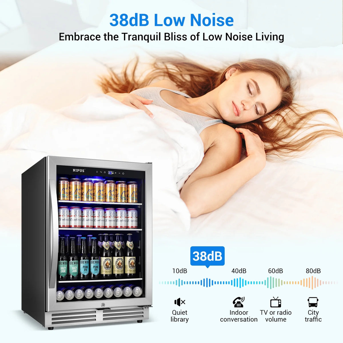 24 inch 140 Can Beverage Refrigerator Cooler L908375