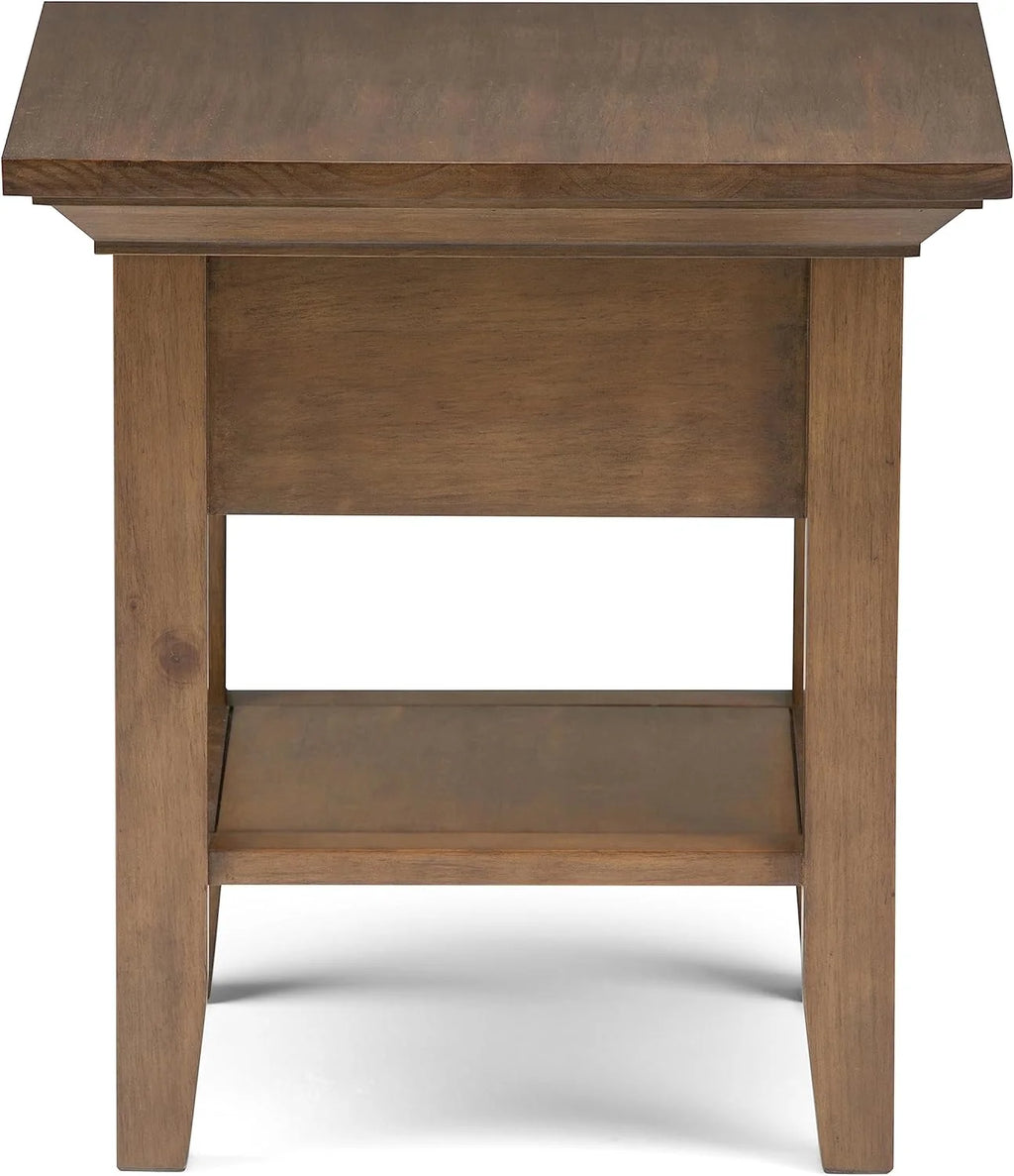 19 Inch Square Wood End Table with 1 Drawer and 1 Shelf C4125