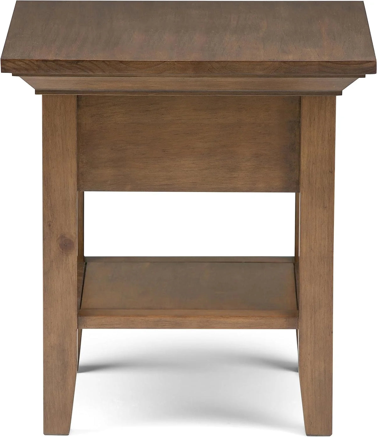 19 Inch Square Wood End Table with 1 Drawer and 1 Shelf C4125