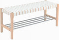 Brown Woven Straps Entryway Bench F46245