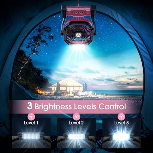 Portable Rechargeable Fan 20000mAh with LED Lantern Pink A6393