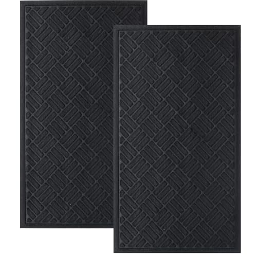 Front Door Mat 2 Pack Absorbent Heavy Duty Doormat 29.5x17.5IN T435139